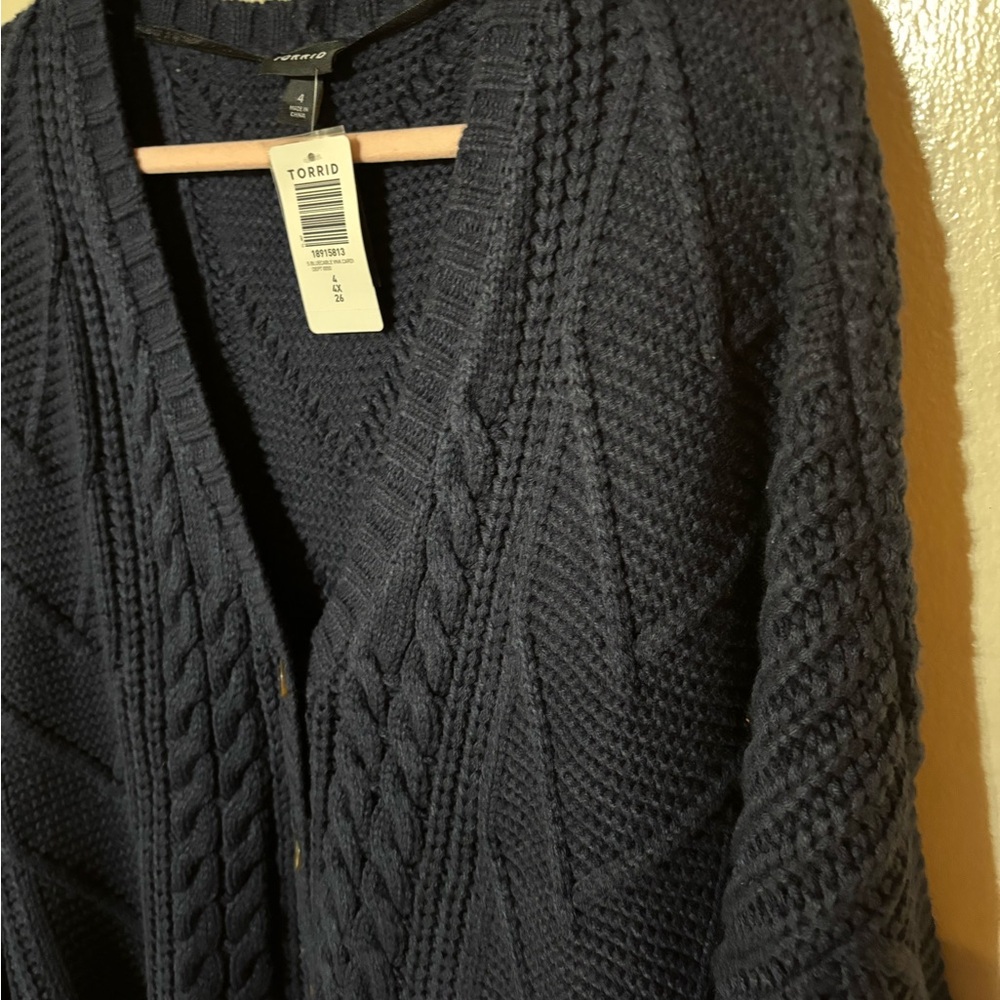 Torrid Deep Blue Cable Knit Cardigan - Picture 7 of 11